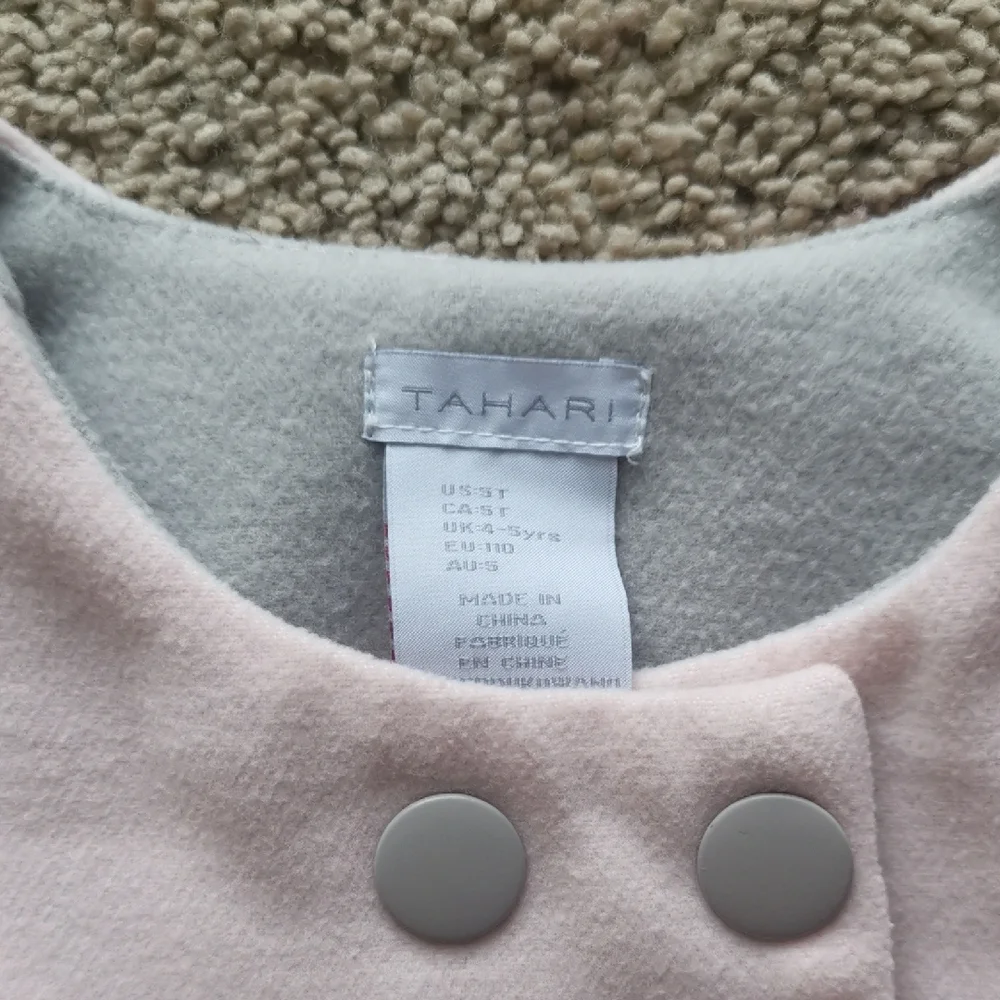 Tahari Pink and Gray Pea Coat Cozy Elegance